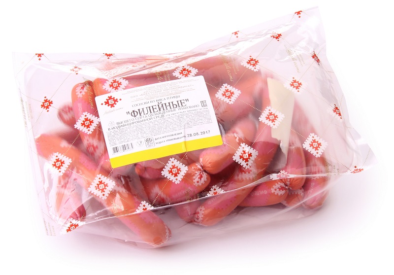 Сосиски "Нежные с филе" из мяса птицы в газовой упаковке | Интернет-магазин Gostpp